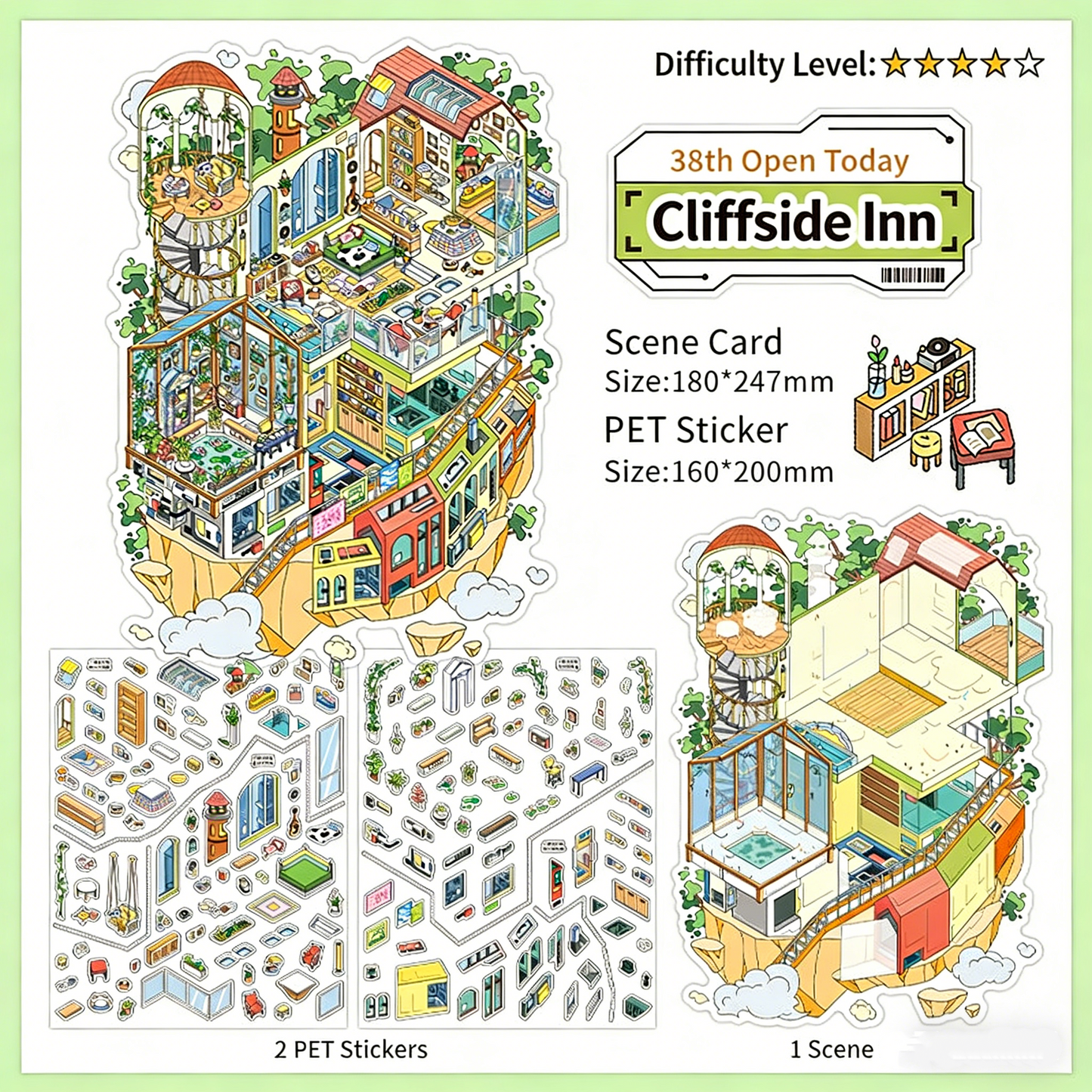 Infeelme's 38th play of DIY 3D Scene Stickers in open today, My Cabin Scene Miniature Landscaping Sticker Large#129