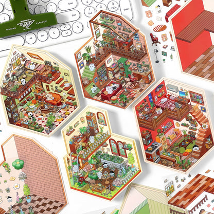 Infeelme's Third play of DIY 3D Scene Stickers  in open today, Large Miniature Scene Island Life Galaxy Home#116