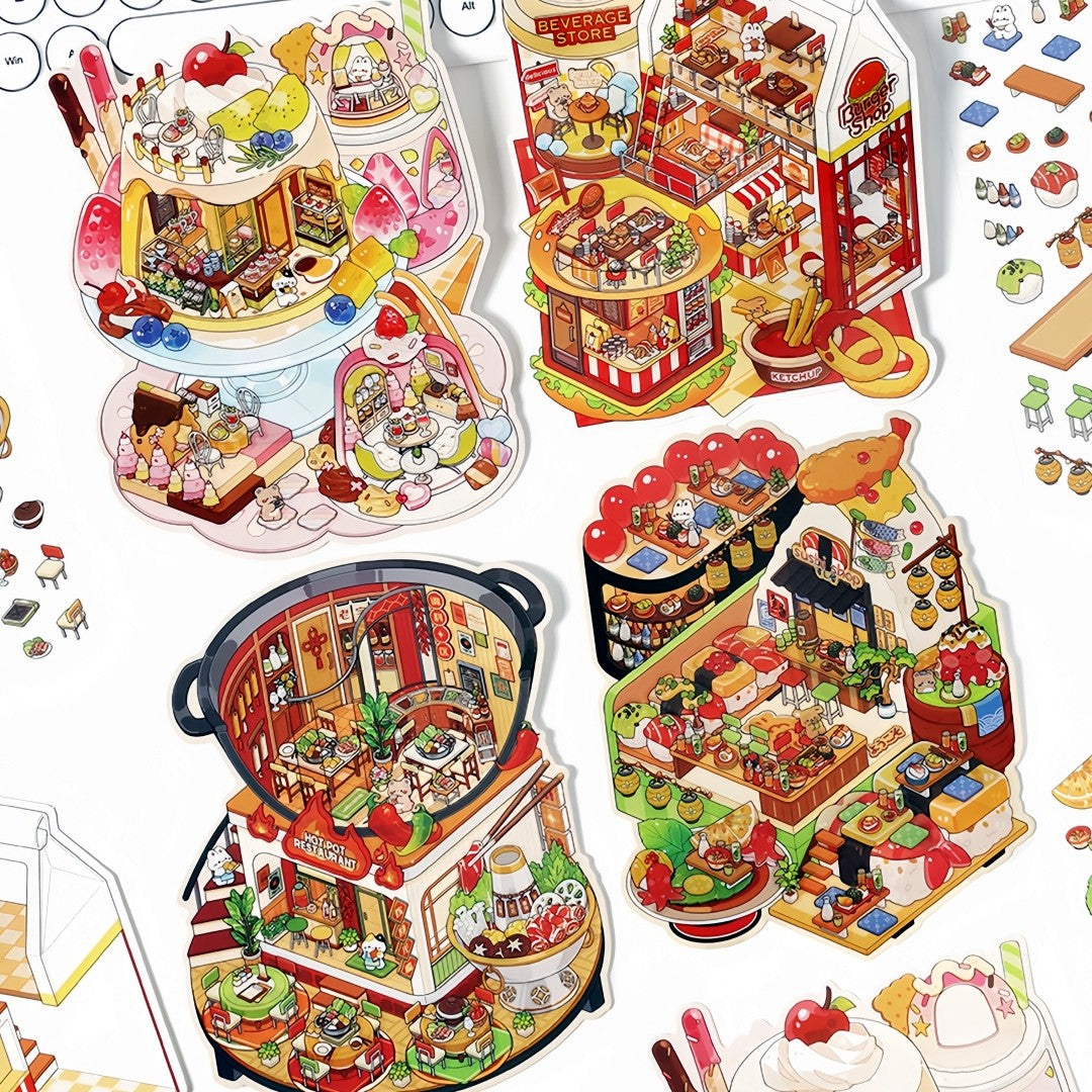 Infeelme's 12th play of DIY 3D Scene Stickers in open today, Landscaping Sticker Large 3D Cabin Miniature Scene 12.0#154