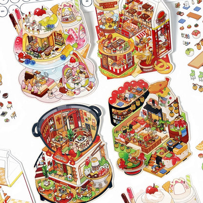 Infeelme's 12th play of DIY 3D Scene Stickers in open today, Landscaping Sticker Large 3D Cabin Miniature Scene 12.0#154