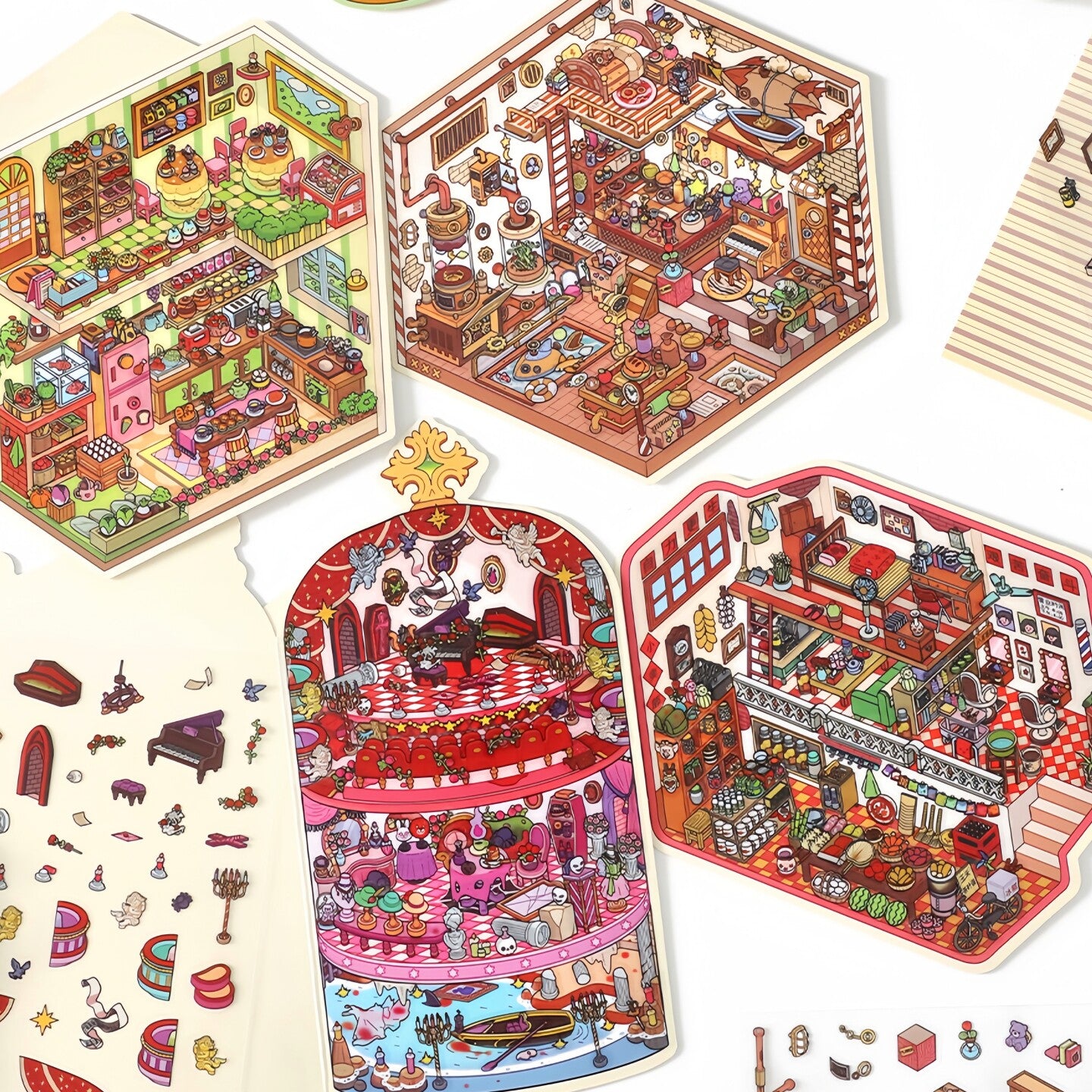 Infeelme's 19th play of DIY 3D Scene Stickers in open today, landscaping sticker cute DIY handmade miniature scene#137