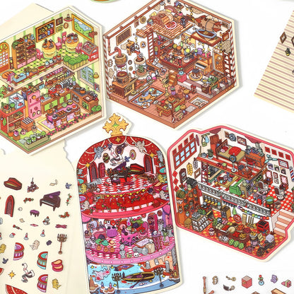 Infeelme's 19th play of DIY 3D Scene Stickers in open today, landscaping sticker cute DIY handmade miniature scene#137