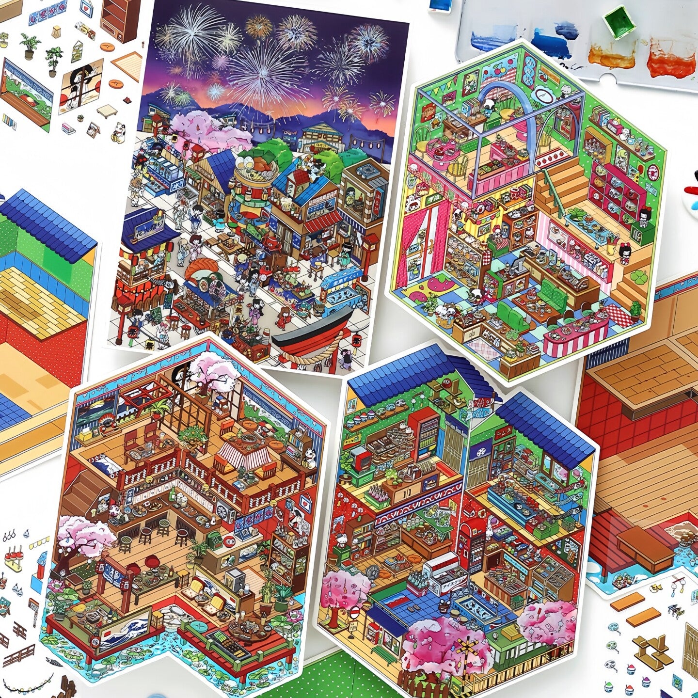 Infeelme's 23rd play of DIY 3D Scene Stickers in open today, Ancient Miniature Scene Sticker Large#128