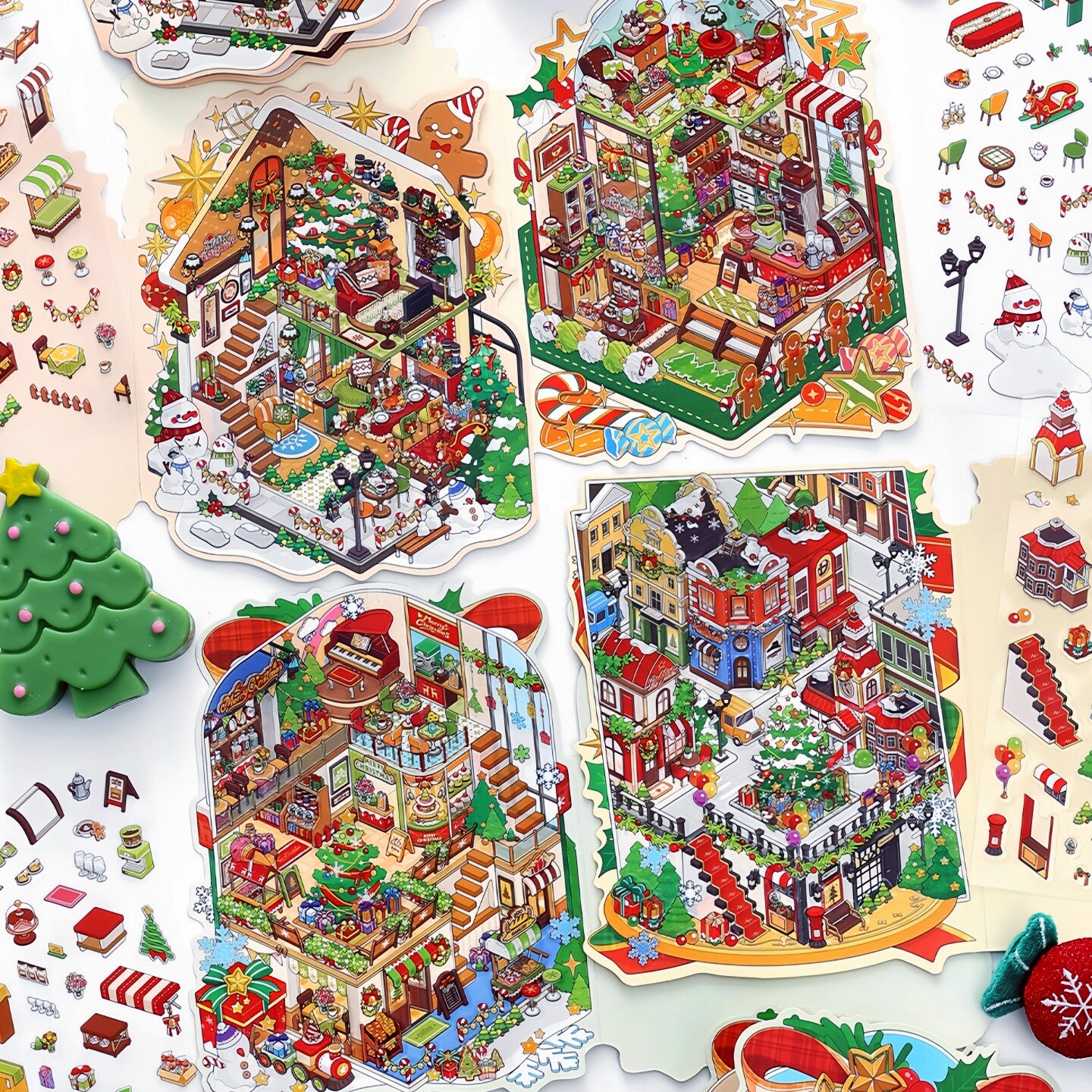 Infeelme's 25th play of DIY 3D Scene Stickers in open today, Christmas miniature scene stickers High difficulty#146