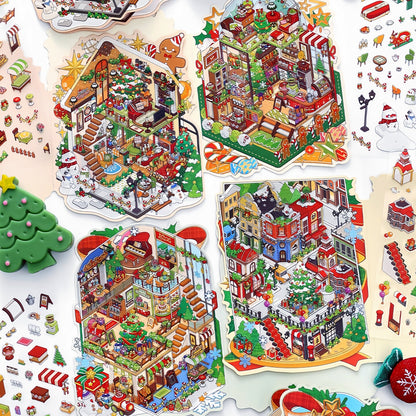 Infeelme's 25th play of DIY 3D Scene Stickers in open today, Christmas miniature scene stickers High difficulty#146