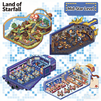 The Land of Falling Stars 3.0 pixel DIY 3D Scene Stickers decompression DIY miniature space#164