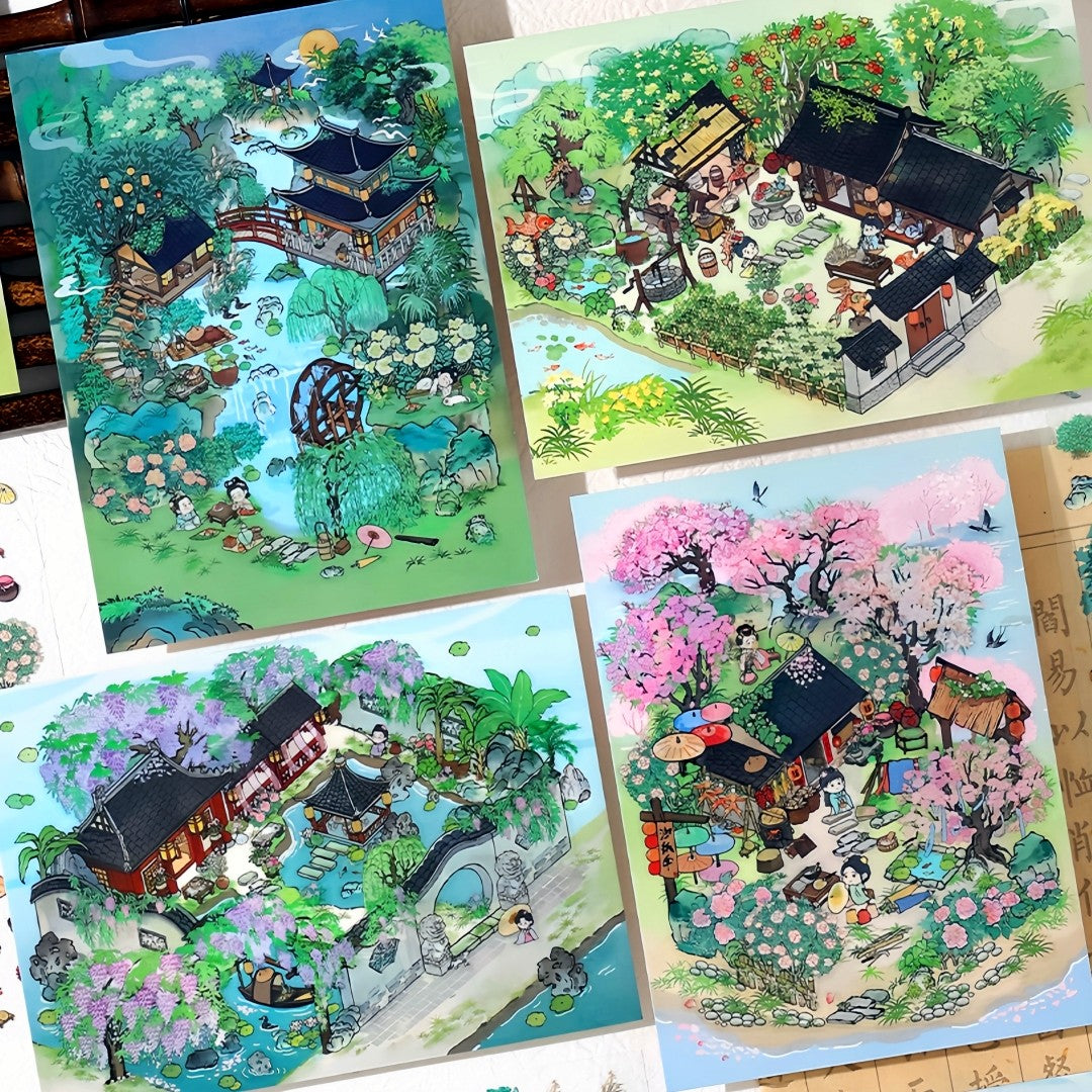 Infeelme's 4th play of DIY 3D Scene Stickers in open today, My Cabin Landscaping Sticker Large Antique Stereo DIY Miniature Scene Sticker#152