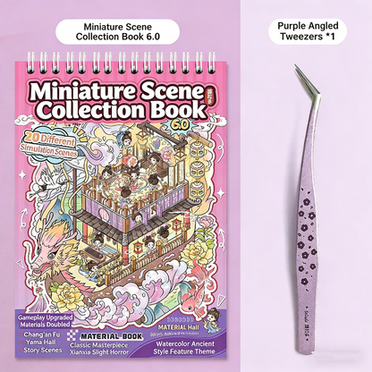 TELADO Miniature Scene Collection Ben Landscaping Sticker Tweezers Set Hand Account Sticker Clip Cartoon Cabin Girl Children Educational Toys DIY Snack Drink Hand Account Sticker Decorative Sticker#90