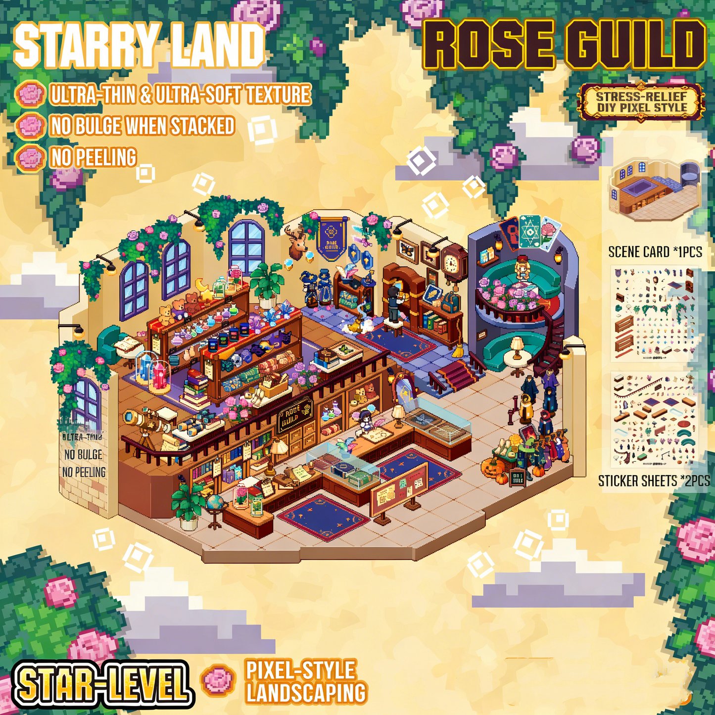 The Land of Falling Stars 6.0 pixel DIY 3D Scene Stickers decompression DIY miniature space#172