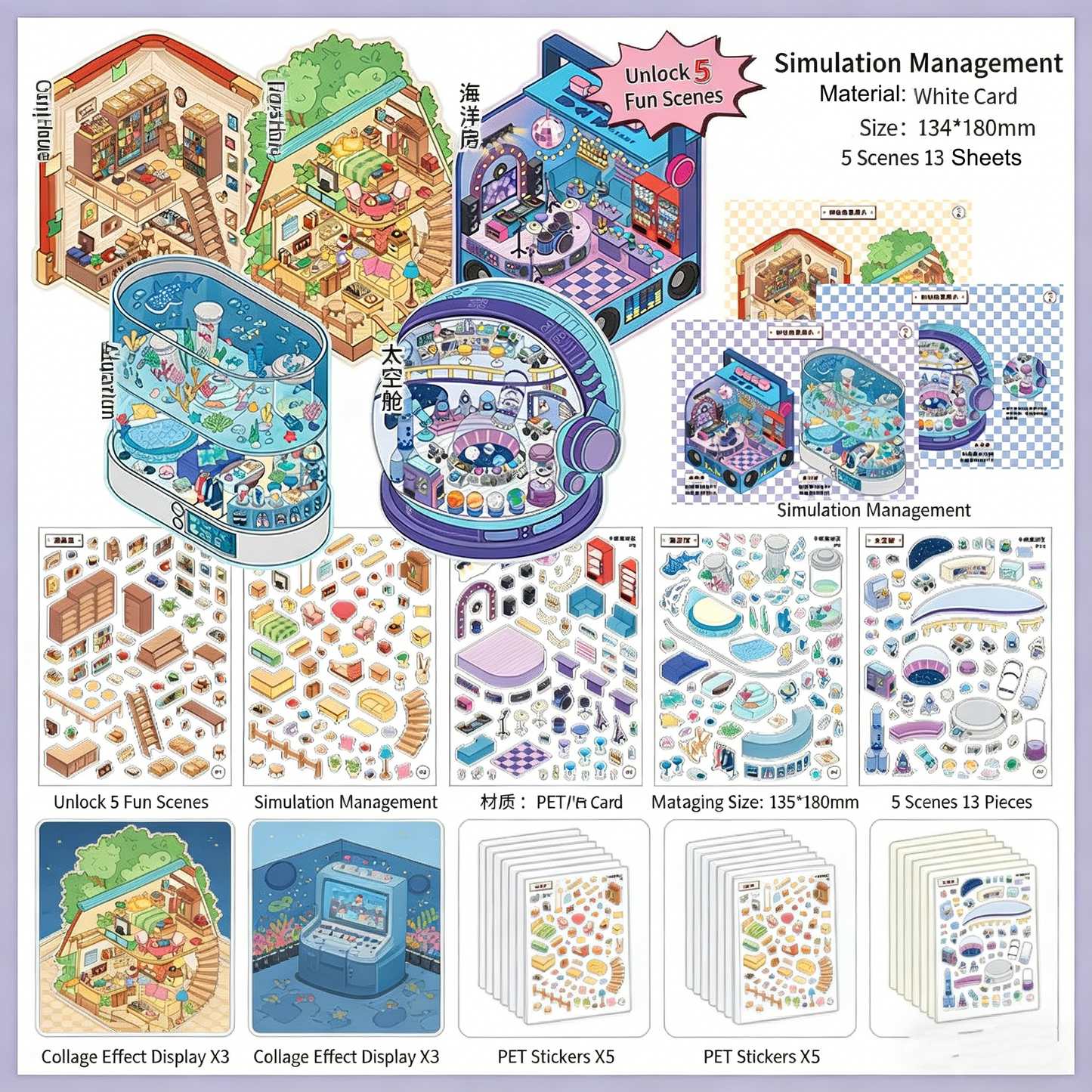 Infeelme new DIY 3D Scene Stickers collection of Meow Meow store is a miniature scene sticker book#157