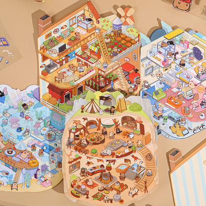 Capybara  Hangting Series DIY 3D Scene Stickers Miniature Scene #260