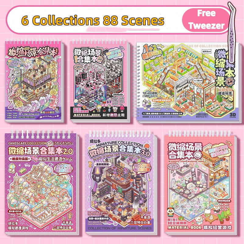 TELADO DIY 3D Scene Stickers Collection This Set Landscaping Stickers Hand Account Stickers Scene Stickers 3D Miniature Cabin Girls Children Educational Toys DIY Hand Account Stickers Decoration Creative Stickers#83