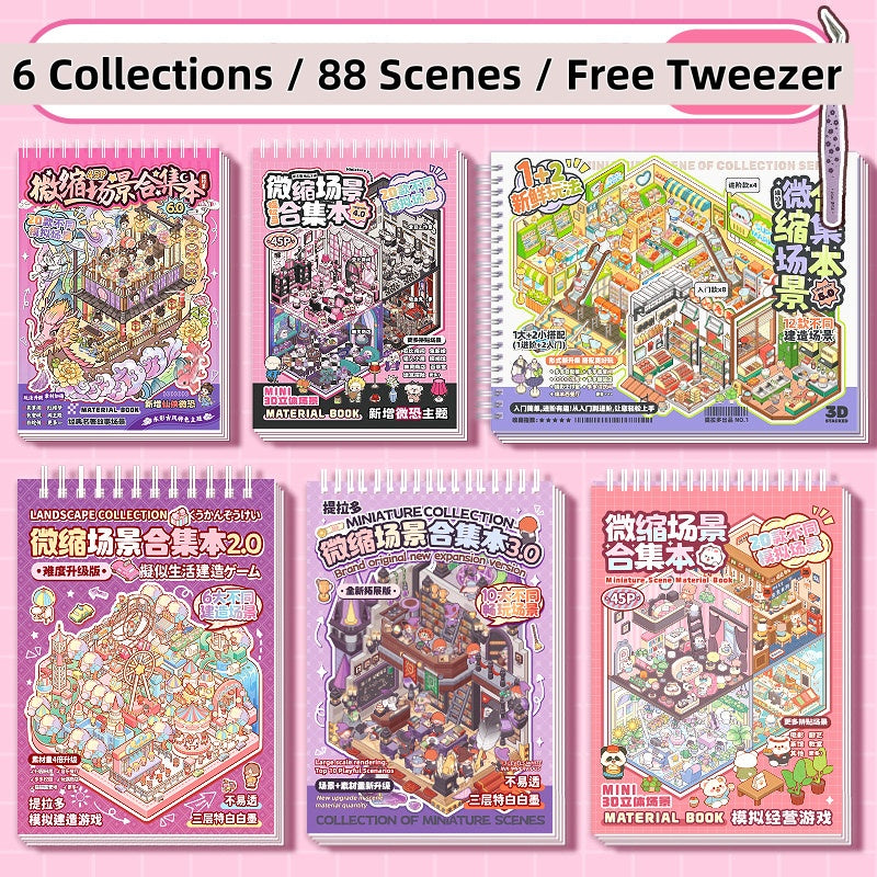 TELADO DIY 3D Scene Stickers Collection Ben 5.0 New Landscaping Sticker Scene Hand Account Sticker Set Three-dimensional Miniature Cabin Girls Children's Educational Toys DIY Hand Account Sticker Decorative Sticker#101