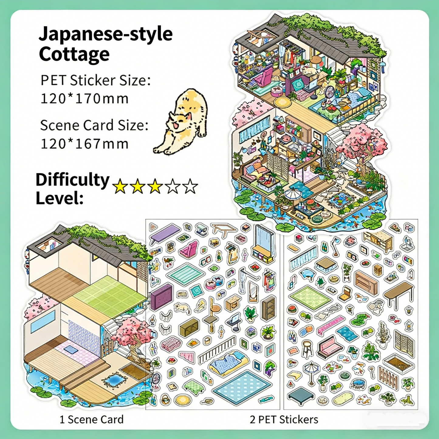 Infeelme's 8th play of DIY 3D Scene Stickers in open today, My Cabin Landscaping Sticker Cute DIY Handmade Miniature Scene Sticker#158