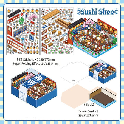 Infeelme's 6th play of DIY 3D Scene Stickers in open today,  landscaping sticker hut miniature scene sticker large#155