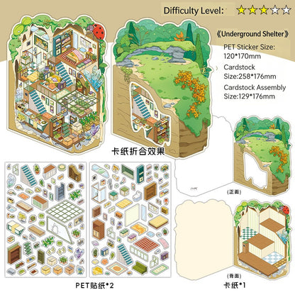 Infeelme's 7th play of DIY 3D Scene Stickers in open today, My Cabin 2.5D Landscaping Stickers Cute DIY Handmade Miniature Scene Stickers#148