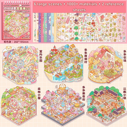 TELADO DIY 3D Scene Stickers collection book 4.0 micro-horror landscaping sticker scene hand account sticker three-dimensional miniature hut girl children's educational toys DIY hand account sticker decorative creative sticker#99
