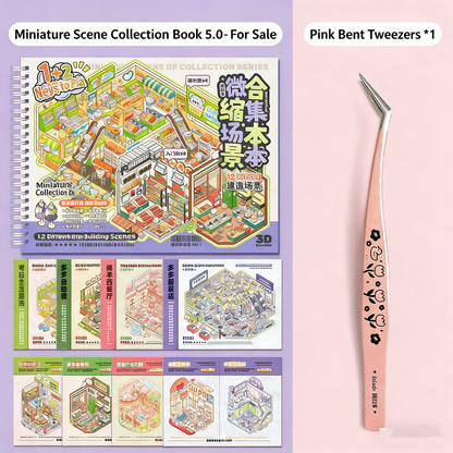 TELADO Miniature Scene Collection Ben Landscaping Sticker Tweezers Set Hand Account Sticker Clip Cartoon Cabin Girl Children Educational Toys DIY Snack Drink Hand Account Sticker Decorative Sticker#90