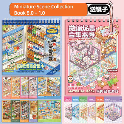 TELADO DIY 3D Scene Stickers Collection Book 8.0 Size Goods Landscaping Sticker Handbook Sticker Scene Small Supermarket Cartoon Cabin Girl Children's Educational Toys DIY Snacks Handbook Sticker Decorative Sticker#98