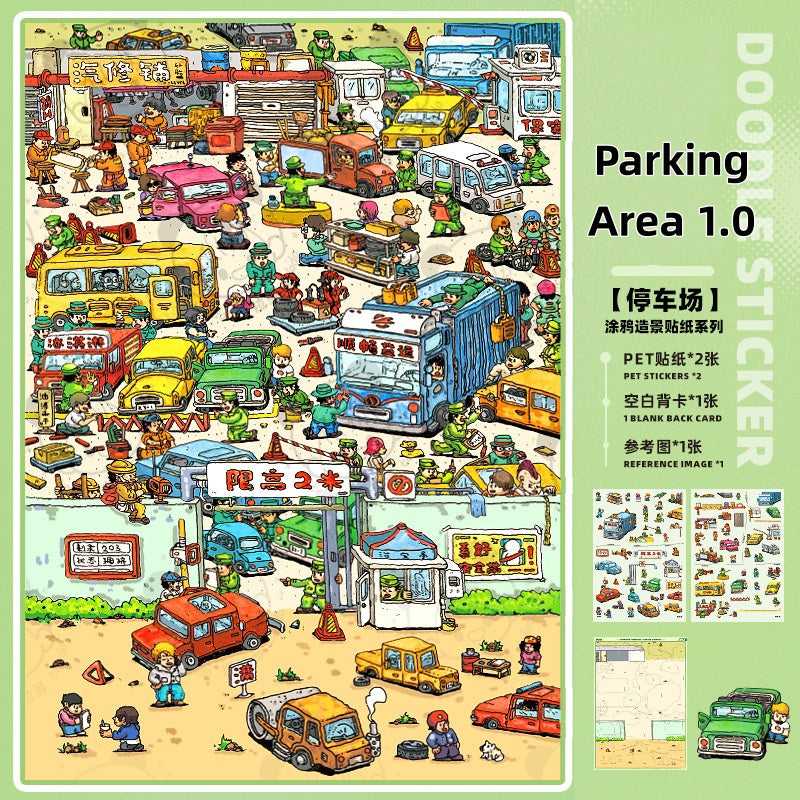 TELADO DIY 3D Scene Stickers collection book, a large book, decompression landscaping sticker hand account scene small sticker miniature hut girl children's educational toy DIY hand account decorative sticker book#92