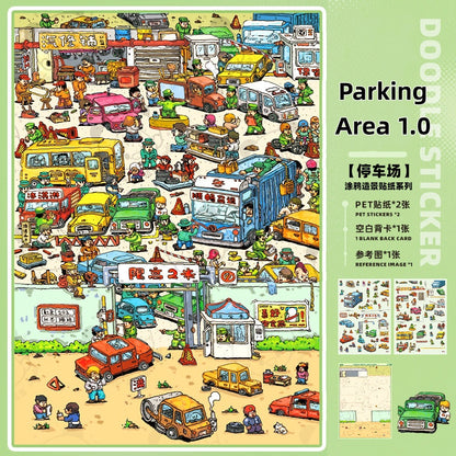 TELADO DIY 3D Scene Stickers collection book, a large book, decompression landscaping sticker hand account scene small sticker miniature hut girl children's educational toy DIY hand account decorative sticker book#92
