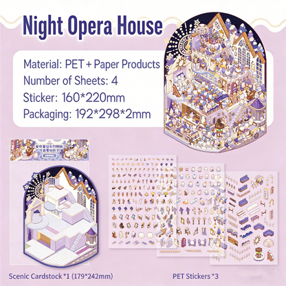 Meow Leisure Day | Large 3D Stereoscopic House DIY Stress Relief Stickers # 72