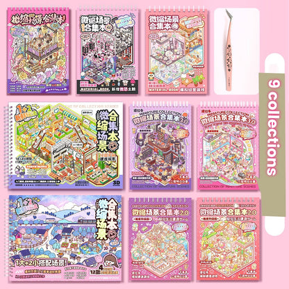 TELADO DIY 3D Scene Stickers collection book landscaping sticker handbook sticker scene sticker 3D three-dimensional miniature hut girl children's educational toy DIY handbook sticker decoration creative sticker#82