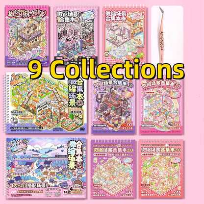 TELADO DIY 3D Scene Stickers Collection Ben 5.0 New Landscaping Sticker Scene Hand Account Sticker Set Three-dimensional Miniature Cabin Girls Children's Educational Toys DIY Hand Account Sticker Decorative Sticker#101