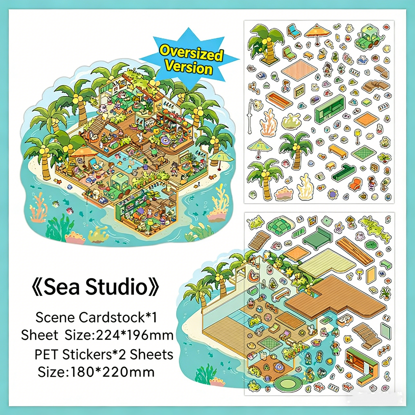 Infeelme's Third play of DIY 3D Scene Stickers  in open today, Large Miniature Scene Island Life Galaxy Home#116