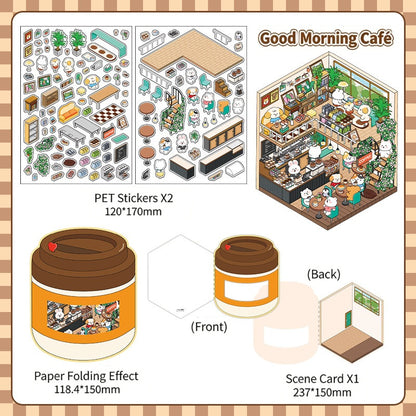 Infeelme's 6th play of DIY 3D Scene Stickers in open today,  landscaping sticker hut miniature scene sticker large#155