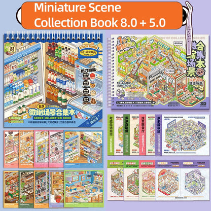 TELADO DIY 3D Scene Stickers Collection Book 8.0 Size Goods Landscaping Sticker Handbook Sticker Scene Small Supermarket Cartoon Cabin Girl Children's Educational Toys DIY Snacks Handbook Sticker Decorative Sticker#98