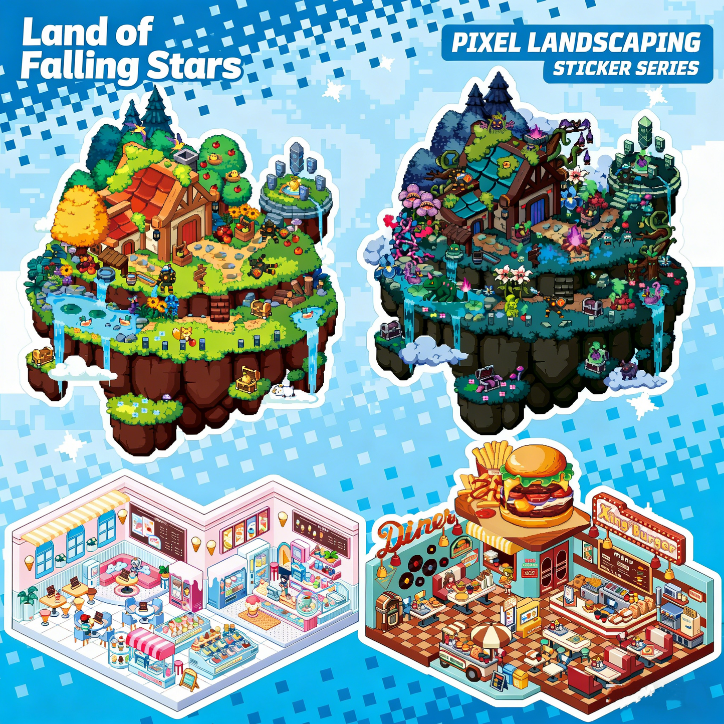 The Land of Falling Stars 6.0 pixel DIY 3D Scene Stickers decompression DIY miniature space#172