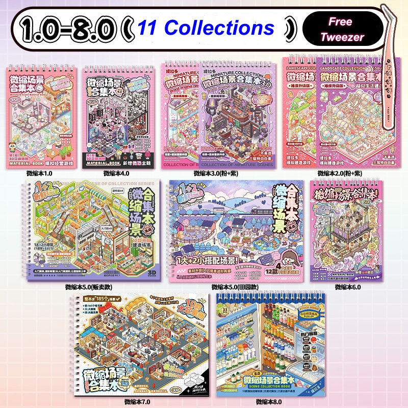 TELADO DIY 3D Scene Stickers collection book landscaping sticker handbook sticker scene sticker 3D three-dimensional miniature hut girl children's educational toy DIY handbook sticker decoration creative sticker#82