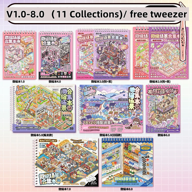 TELADO DIY 3D Scene Stickers Collection Ben 5.0 New Landscaping Sticker Scene Hand Account Sticker Set Three-dimensional Miniature Cabin Girls Children's Educational Toys DIY Hand Account Sticker Decorative Sticker#101