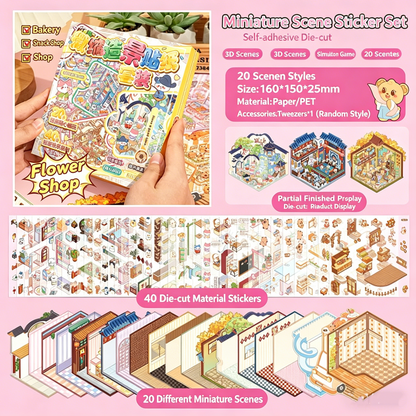 YiLan DIY 3D Scene Stickers 1.0 Miniature Scene Collection Book – Large Size #328