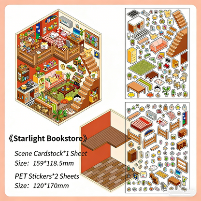 Infeelme's Third play of DIY 3D Scene Stickers  in open today, Large Miniature Scene Island Life Galaxy Home#116