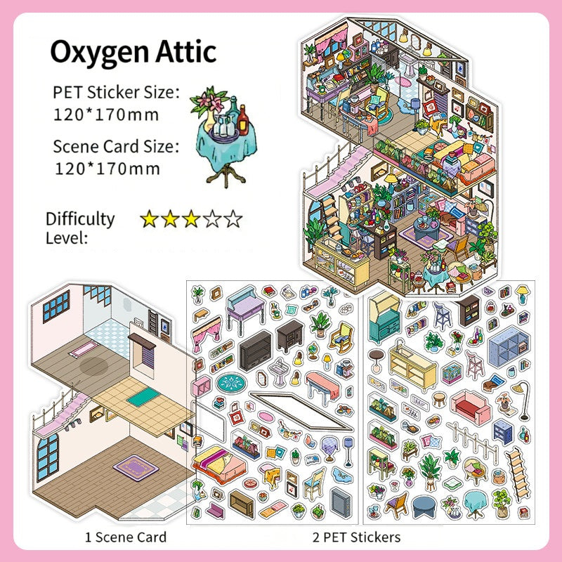 Infeelme's 8th play of DIY 3D Scene Stickers in open today, My Cabin Landscaping Sticker Cute DIY Handmade Miniature Scene Sticker#158