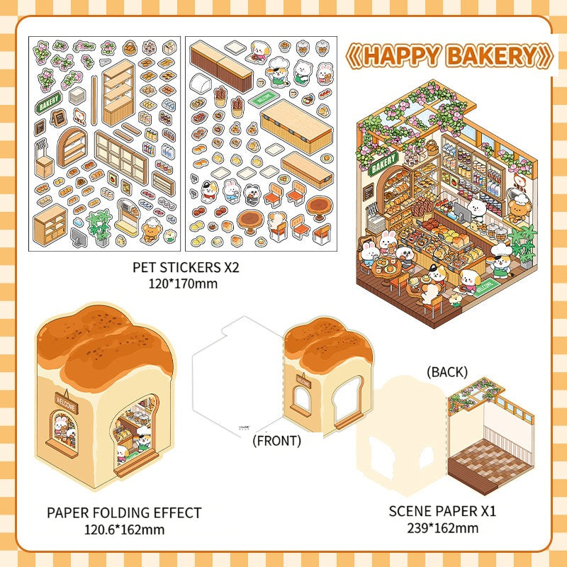 Infeelme's 6th play of DIY 3D Scene Stickers in open today,  landscaping sticker hut miniature scene sticker large#155