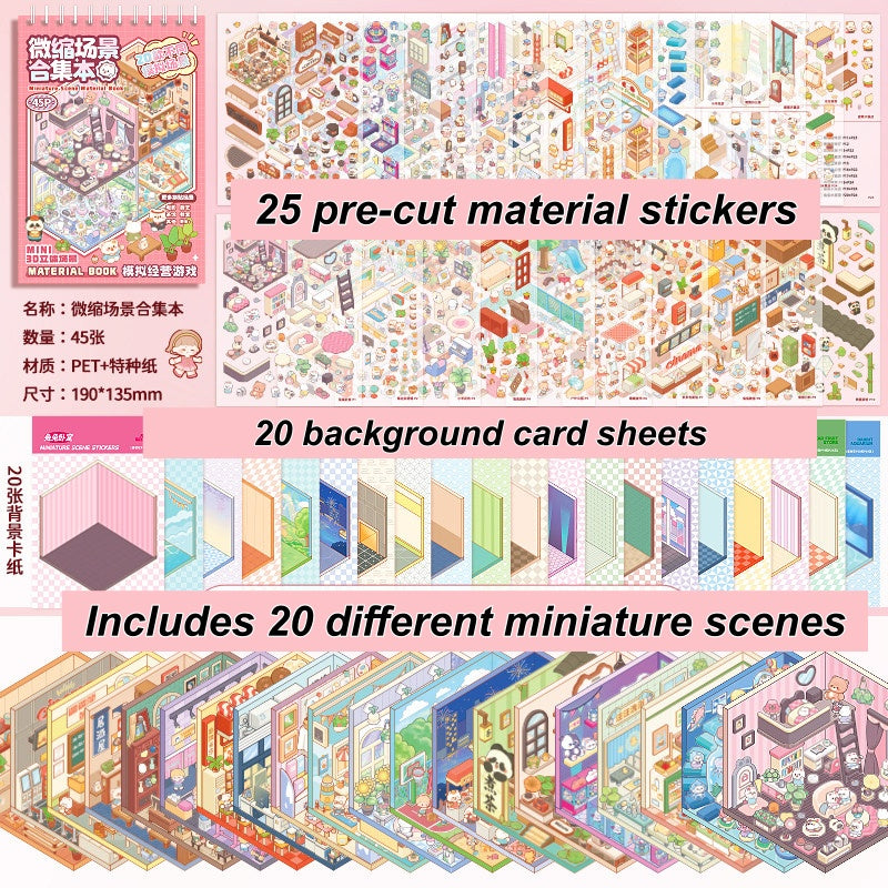 TELADO DIY 3D Scene Stickers collection book 4.0 micro-horror landscaping sticker scene hand account sticker three-dimensional miniature hut girl children's educational toys DIY hand account sticker decorative creative sticker#99