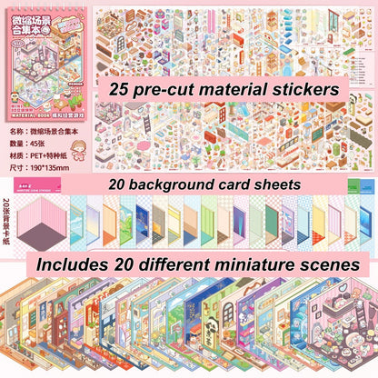 TELADO DIY 3D Scene Stickers collection book 4.0 micro-horror landscaping sticker scene hand account sticker three-dimensional miniature hut girl children's educational toys DIY hand account sticker decorative creative sticker#99