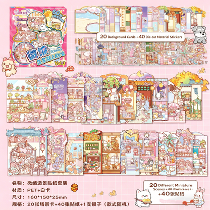 Capybara DIY 3D Scene Stickers Collection Book Large Miniature Scene #258