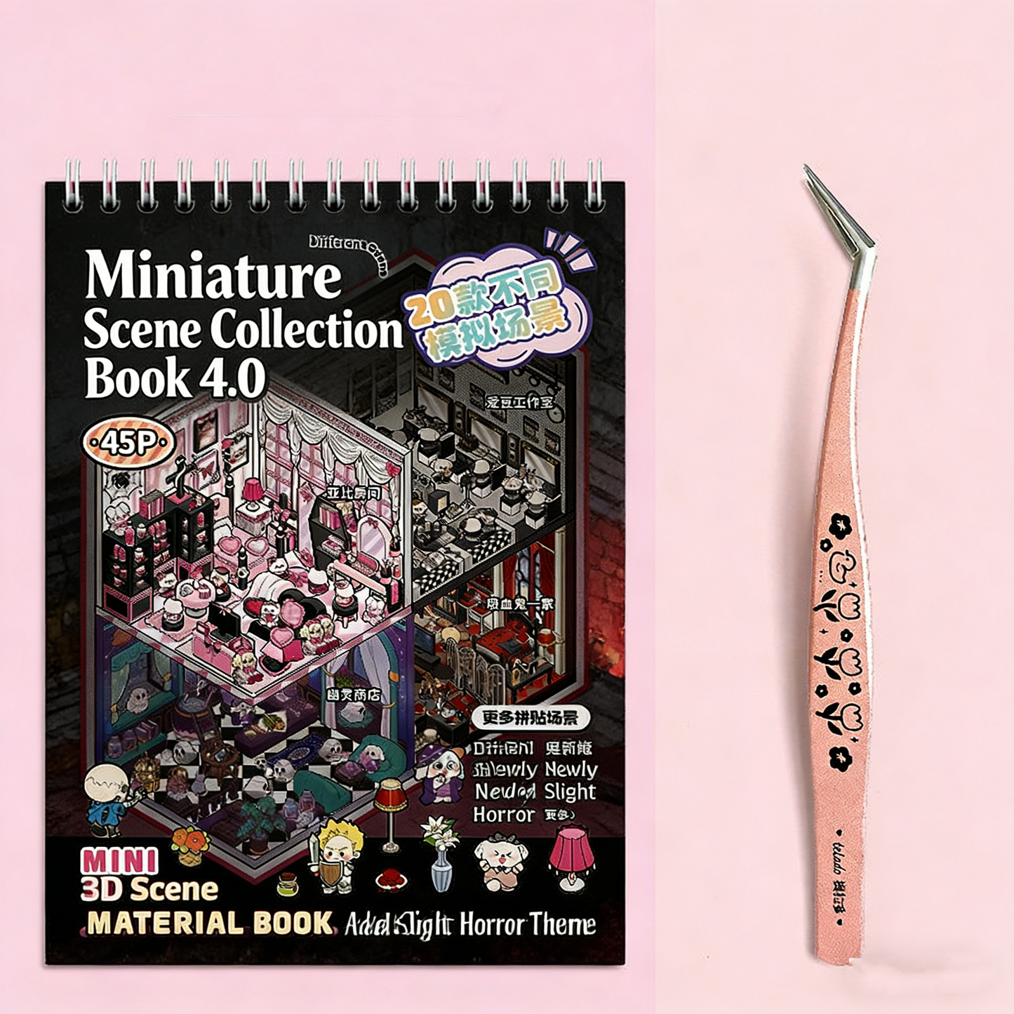 TELADO Miniature Scene Collection Ben Landscaping Sticker Tweezers Set Hand Account Sticker Clip Cartoon Cabin Girl Children Educational Toys DIY Snack Drink Hand Account Sticker Decorative Sticker#90