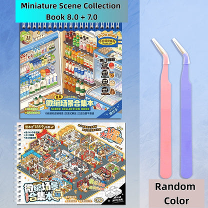 TELADO DIY 3D Scene Stickers Collection Book 8.0 Size Goods Landscaping Sticker Handbook Sticker Scene Small Supermarket Cartoon Cabin Girl Children's Educational Toys DIY Snacks Handbook Sticker Decorative Sticker#98