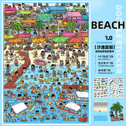 TELADO DIY 3D Scene Stickers collection book, a large book, decompression landscaping sticker hand account scene small sticker miniature hut girl children's educational toy DIY hand account decorative sticker book#92