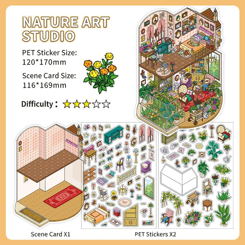 Infeelme's 8th play of DIY 3D Scene Stickers in open today, My Cabin Landscaping Sticker Cute DIY Handmade Miniature Scene Sticker#158