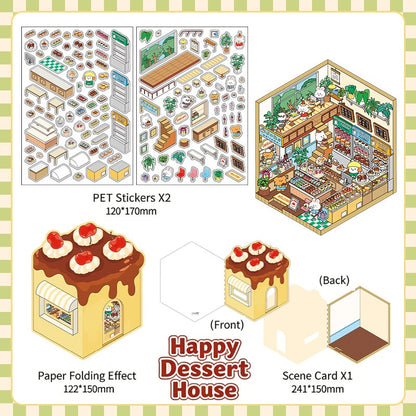 Infeelme's 6th play of DIY 3D Scene Stickers in open today,  landscaping sticker hut miniature scene sticker large#155