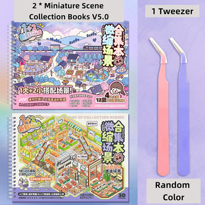 TELADO DIY 3D Scene Stickers Collection Ben 5.0 New Landscaping Sticker Scene Hand Account Sticker Set Three-dimensional Miniature Cabin Girls Children's Educational Toys DIY Hand Account Sticker Decorative Sticker#101