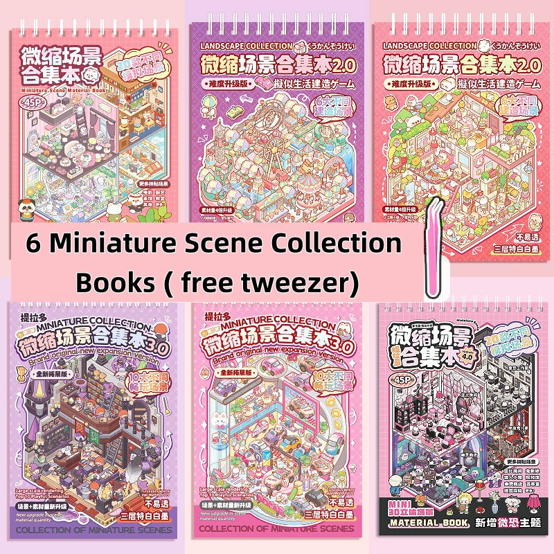 TELADO DIY 3D Scene Stickers collection book 4.0 micro-horror landscaping sticker scene hand account sticker three-dimensional miniature hut girl children's educational toys DIY hand account sticker decorative creative sticker#99