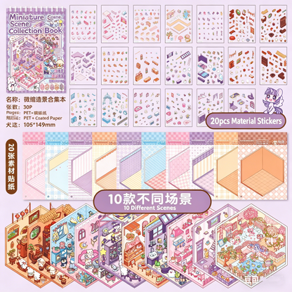YiLan DIY 3D Scene Stickers 1.0 Miniature Scene Collection Book – Large Size #328