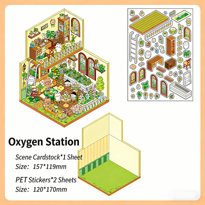 Infeelme's Third play of DIY 3D Scene Stickers  in open today, Large Miniature Scene Island Life Galaxy Home#116